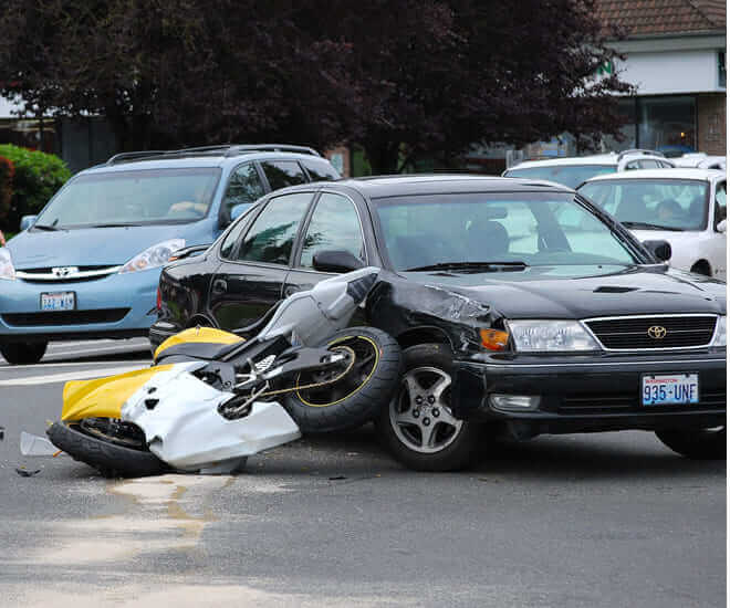 motorcycle and car accident