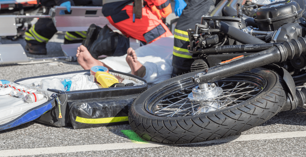 Motorcycle is involved in an accident